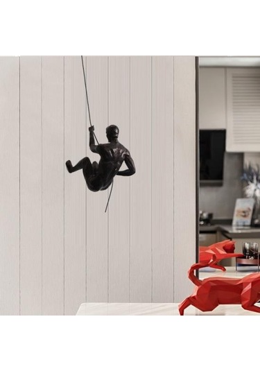 Siyah Sanatsal Gerçekçi Görünüm Heykeli Retro Narin Zanaat Kaya Tırmanıcısı Amerikan Tırmanıcı Reçine Kolye B