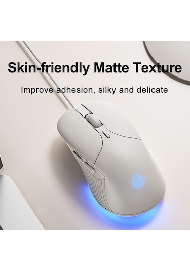 Inphic B2 Oyun Makro Sessiz Glow Bilgisayar Kablolu Fareler Beyaz Diğer