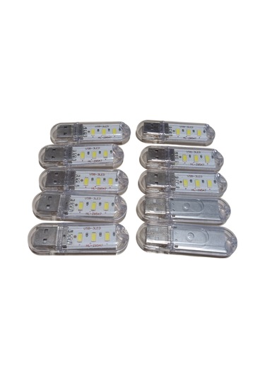 10 Adet Taşınabilir Mini Usb Led Lamba Işık Gece Okuma Lambası Kamp Stick Led Beyaz