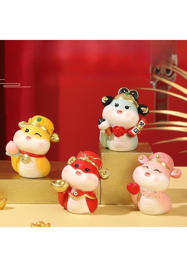 Suntek Çin Yeni Yılı Yılan Heykelciği Dekoratif Kırmızı