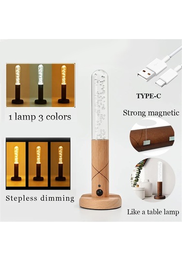 Xindoker Ahşap Usb Şarjlı Hareket Sensörlü Led Işık - 3 Renk Ayarı 3000-6000k - Dolap/entrance Gece Lambası - 2 Adet Açık Kahverengi Kabarcık Desen Açık Kahverengi