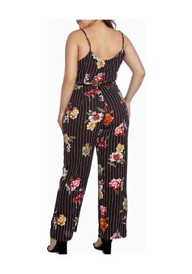 Suntek Bayan Çizgili Spagetti Kayışı Tulum Kolsuz Uzun Siyah