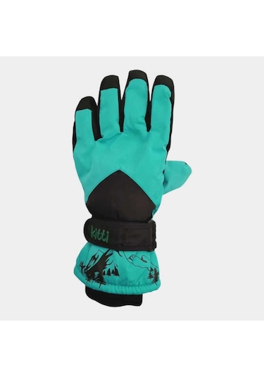 Kitti 422-12 Erkek Çocuk Su Geçirmez Kar Kayak Eldiveni Yeşil