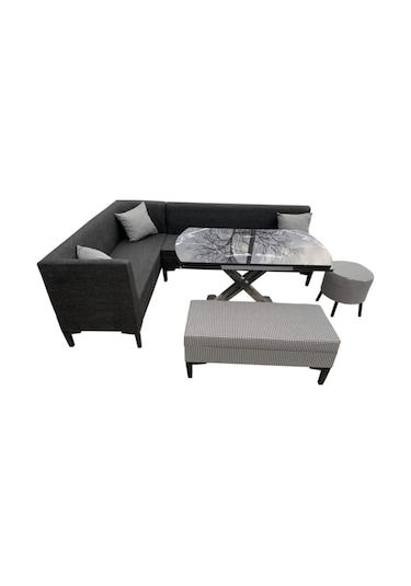Modern PEDLİ 160x160 cm Mutfak Köşe Takımı Cam Masalı + Puflu Modern PEDLİ 160x160 cm Mutfak Köşe Takımı Cam Masalı + Puflu