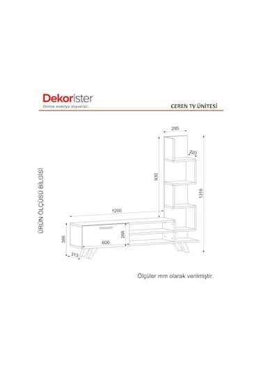 Dekorister Ceren Kitaplıklı Tv Ünitesi Beyaz-Cordoba