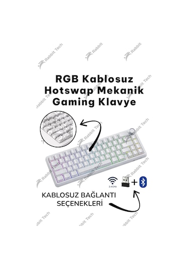 Black Gradiant Rgb Kablosuz Hotswap Mekanik Gaming Klavye Oyuncu Klavye