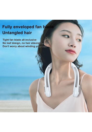 2024 Dijital Ekran Soğutma Boyun Asılı Fan Taşınabilir Tembel Yaz Sessiz Az White With Display Beyaz