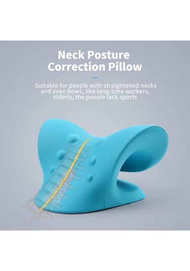 Gajeena Mavi Boyutlu Boyun Egzersiz Cihazı - Kas Gerginliği Ve Ağrısı Giderici Tıraşyon Yöntemiyle Boyun Ve Omuz Rahatlatıcı Yastık Mavi
