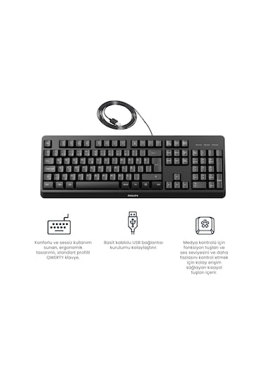 Philips SPK6207 Kablolu Türkçe Q Klavye Siyah