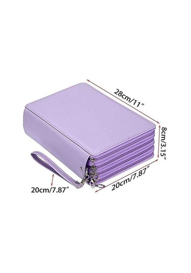 Büyük Kapasiteli Siyah Pu Deri Kalem Kutusu 200 Yuvalı Okul Ve Ofis İçin Pratik Kalem Çantası, Sanat Malzemeleri Ve Kırtasiye Ürünleri İçin Şık Organizer, Hediye Seçeneği Mor