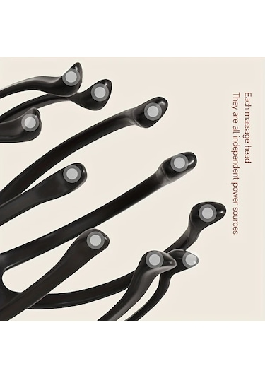 Elmpaly Siyah Elektrikli Ahtapot Pençe Kafa Masajı Usb Şarj 3 Hız Taşınabilir Titreşim Masaj Aleti siyah