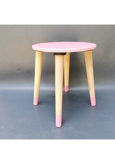Na Neşeli Ahşap Pembe Ahşap Çocuk Taburesi.çocuk Sandalyesi.çalışma Masası Taburesi.renkli Tabure.çocuk Odası Pembe