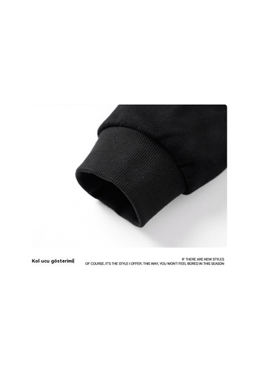 Erkek Sonbahar Ve Kış Suni Kürk Yaka Fermuarlı Sweatshirt Ceket Kayısı