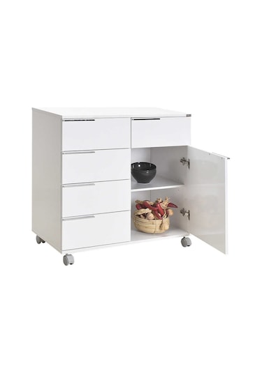 Diamond 5 Çekmeceli Tek Kapaklı Dolap - Lake Beyaz