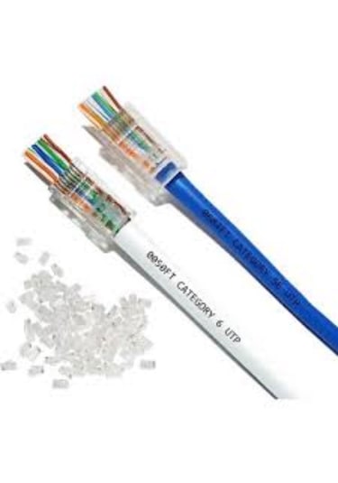 100 Adet Rj45 Cat6 Delikli Pass-through Konnektör Kolay Montaj Network Jak