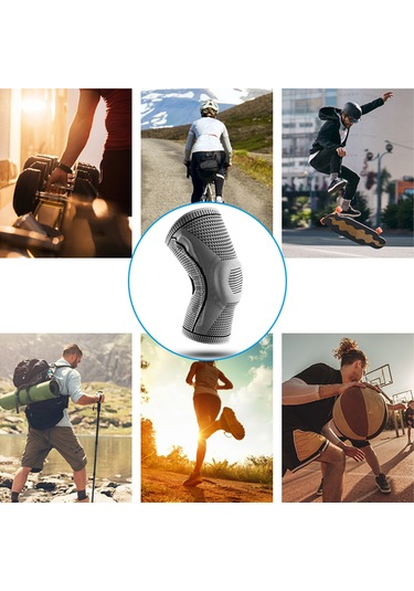 Aubyhe L Beden Mavi Silikonlı Baskılı Spor Diz Koruyucu - Hareketlerde Desteği Ve Yumuşak Korumayı Sağlar Mavi