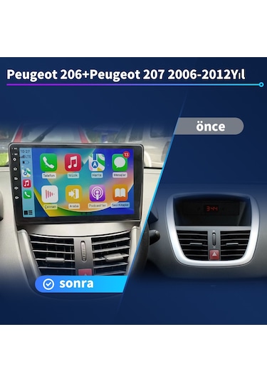 Peugeot-206+ Ve Peugeot-207 2006-2012yıl Carplay 9inç 2/32gb