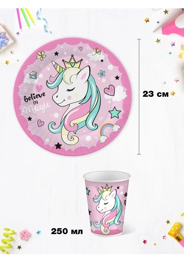 Nd Plej Tek Kullanımlık Tabak Ve Bardak Seti Tek Boynuzlu At 12 Adet 164244507 25