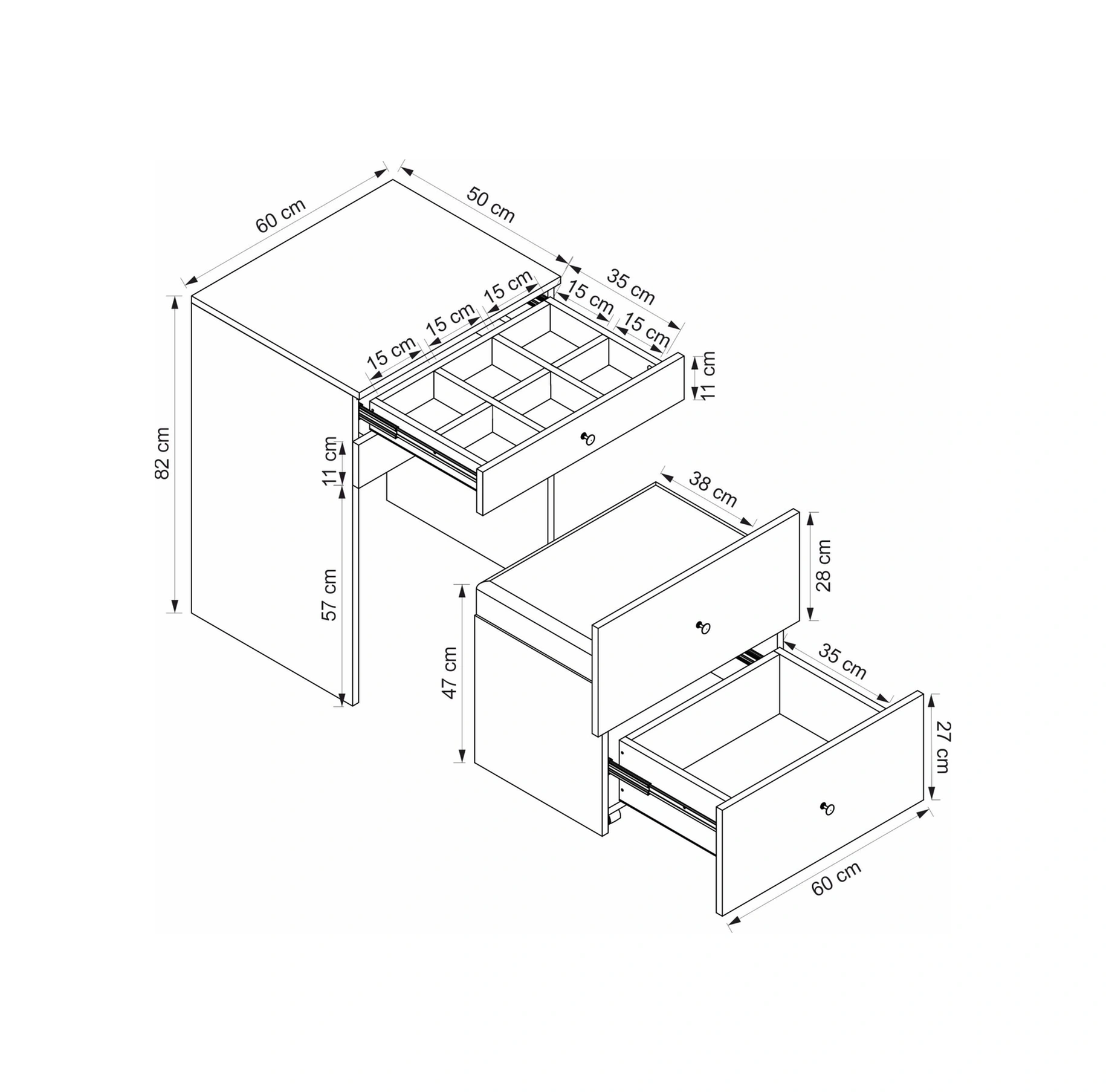 Luna Gizli Puflu Led Aynalı Makyaj Masası - Beyaz Beyaz