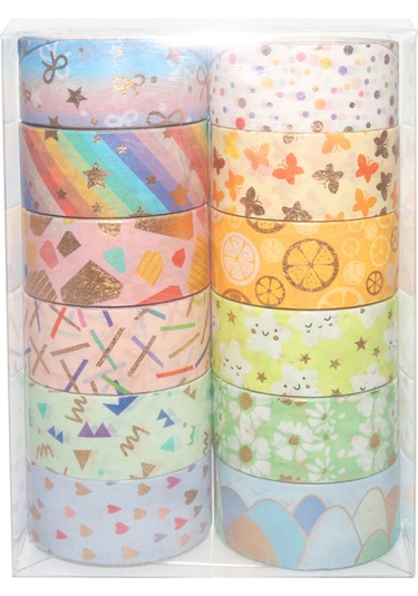 Springsun 2. 15mm Altın Folyo Washi Bant Seti - Dıy Scrapbooking & Hediye