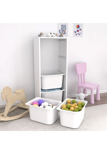 Pratico 4 Derin Sepetli Çok Amaçlı Oyuncak Dolabı - Beyaz - 109x30x69,5 Cm Beyaz
