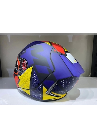 Mt Helmets Kask Revenge 2 Lıght B7 Motosiklet Kaskı Mavi - Sarı - Kırmızı