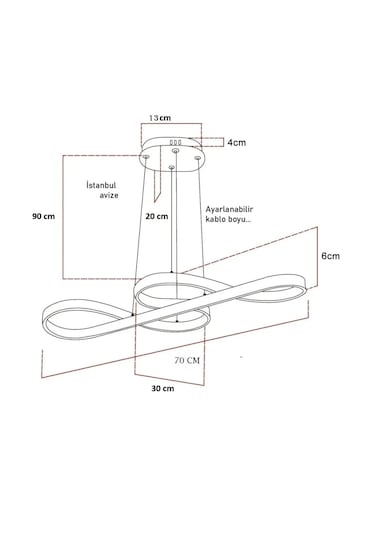 İstanbul Avize Nota Gümüş Kumandalı Lüx Led Modern Ledli Avize