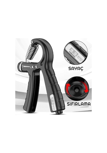 Exeo Sertlik Ayarlanabilir 5-60 KG Direnç Sayaçlı El Egzersiz Yayı Siyah