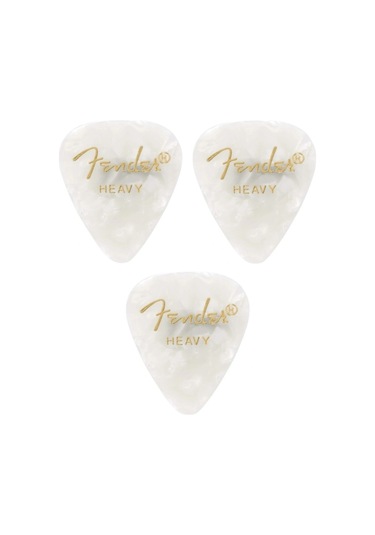 Fender Gitar Penası 3 Adet Premium Celluloid Heavy White Moto