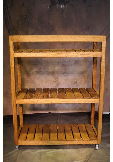 Ahşap Tekerlekli Banyo Organizer 90cmx40cmx116cm