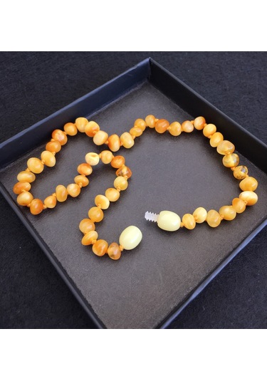 İpek Kehribar Sertifikalı Baltık Kehribar Kolye Kız Erkek Bebek Kolyesi Diş Süt Bal Renk 0-3 Yaş