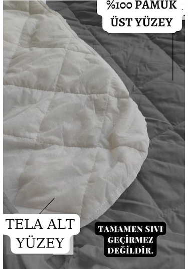 Mona Verde Sessiz Alez Yatak Koruyucu Pamuklu Kapitoneli Fitted Tek Çift Kişilik Bebek Alezi MNVPFK00 Gri