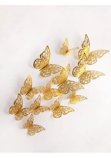 Damani Dekoratif Altın Renkli Kelebekler 144281124 Gri