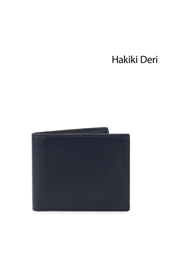 Gönderir Lacivert Hakiki Deri Yatay Cüzdan Lacivert