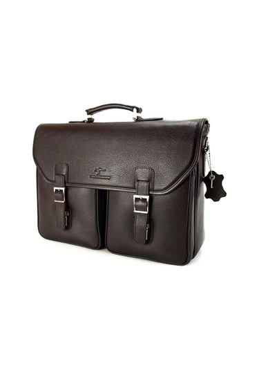 Laptop & Evrak Çantası Hakiki Dana Deri Koyu Kahverengi Erkek Büyük Boy 9928-k-134268 Siyah