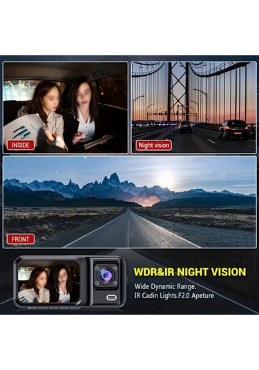 Wezone A98 Siyah Çift Kamera Araç Dvr - 1080p Görüntü, Gece Görüşü, Döngü Kayıt, Çarpma Kilidi Hafıza Kartı Yok