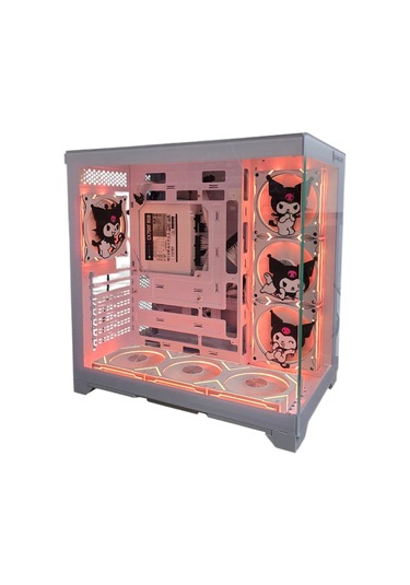Kuromi Karakterli 7 Argb Fanlı Beyaz Akvaryum Kasa