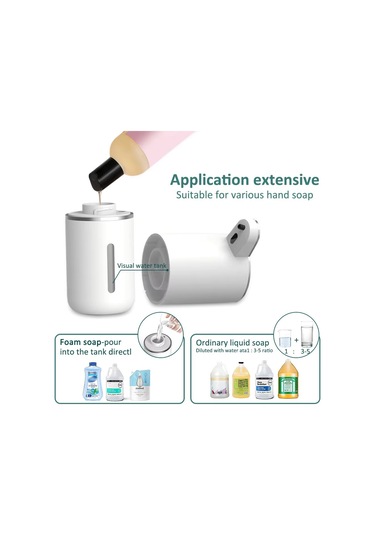 Otomatik Köpük Sabunluk 380ml Şarjlı Temassız Dispenser 1 Beyaz