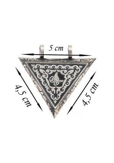 Himarry 925 Ayar Gümüş Üçgen İçi Açılabilen Tuğra Muskalık Gümüş Kolye