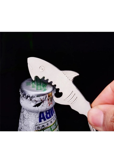Liangmei Köpekbalığı Şekilli Şişe Açacağı Anahtarlık Şekilli Ahşap