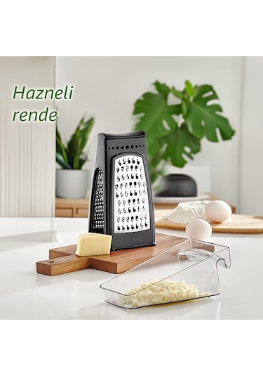 Porsima L-667 Idea Paslanmaz Çelik Çift Taraflı Hazneli Rende-siy