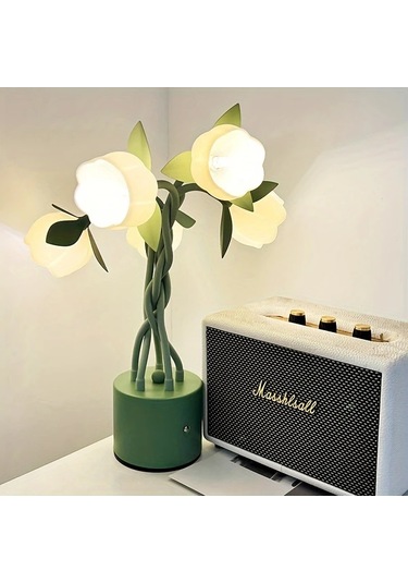 Besthome1 Yeşil Dıy Hortum Şekilli Orkide Masa Lambası Yatak Odası Okuma Aydınlatması Yeşil