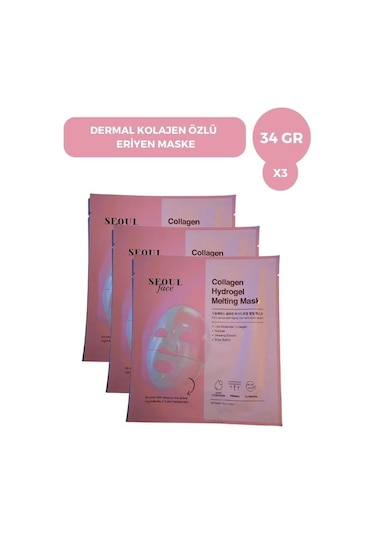 Dermal Seoulface Kolajen Özlü Eriyen Maske 3 x 34 G
