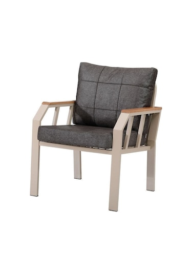 Tu Tienda Nergiz Kapiçino Metal 3 1 1 Masa Bahçe Balkon Mobilyası,koyu Gri Sütlü Kahve