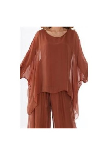 İtalyan Yarasa Kollu İpek Bluz-9220 Tarçın