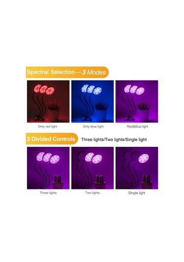 Tongxida 30w 2 Kafa Led Bitki Büyüme Lambası Kırmızı Mavi Spektrum 5 Hızlı Karartma Zamanlama Doldurma Işığı Diğer