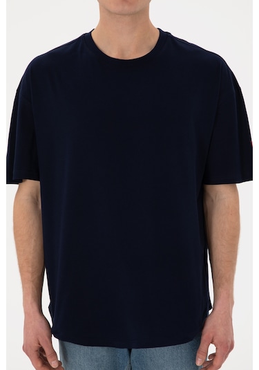 U.S. Polo Assn. Erkek Long Fit Bisiklet Yaka Lacivert Basic Tişört 50305988-VR033