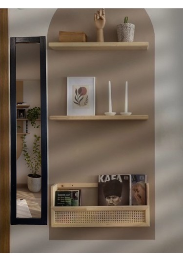 Siyah Ahşap Dekoratif Duvar Hol Ayna 121 X 23 Siyah