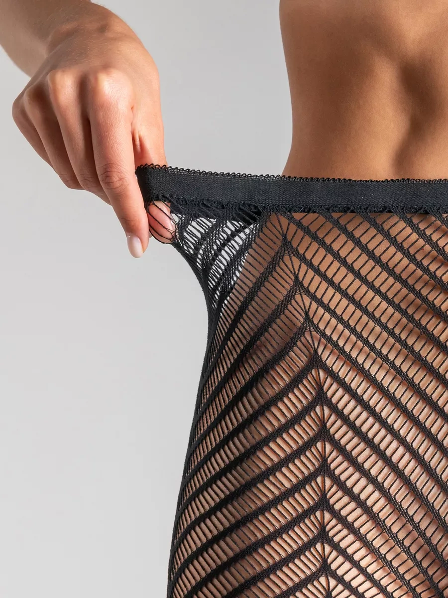 Calzeamo Desenli Y2k Fileli Naylon Külotlu Çorap 116551941 Siyah Mat