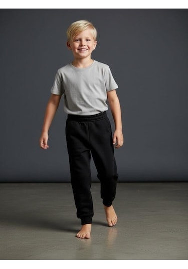 Zekids Erkek Çocuk İçi Şardonlu Kalın Eşofman Alt-16658 Siyah